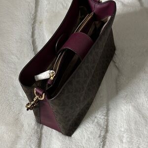 Elegant Burgundy and Brown Women's Bag
